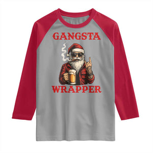 Funny Santa Drinking Beer Christmas Raglan Shirt Gangster Rock On Hand Xmas TS14 Sport Gray Red Print Your Wear