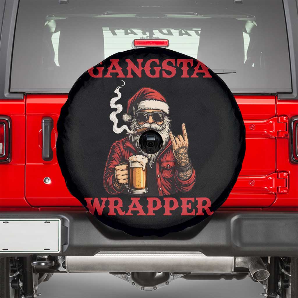 Funny Santa Drinking Beer Christmas Spare Tire Cover Gangster Rock On Hand Xmas TS14 Black Print Your Wear