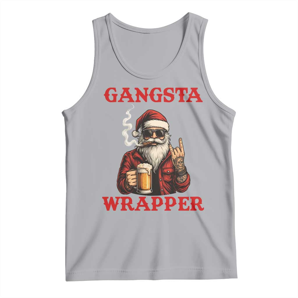 Funny Santa Drinking Beer Christmas Tank Top Gangster Rock On Hand Xmas TS14 Athletic Heather Print Your Wear