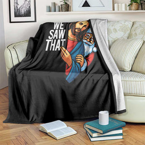 Funny Jesus Santa Meme Throw Blanket We Saw That Christmas TS14 Print Your Wear