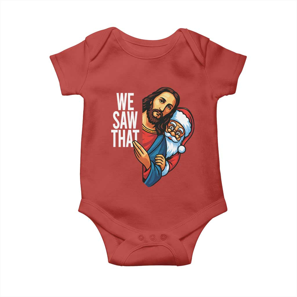 Funny Jesus Santa Meme Baby Onesie We Saw That Christmas TS14 Red Print Your Wear