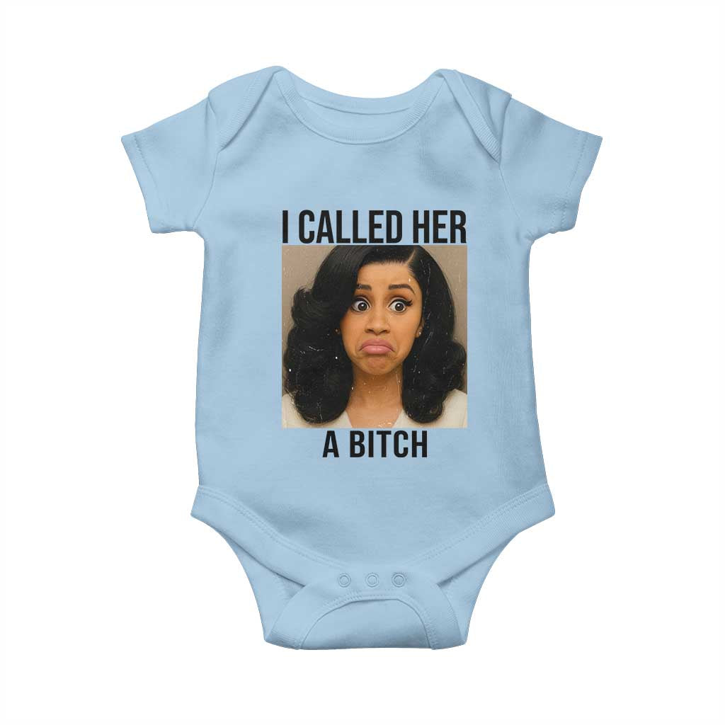 Funny Doll Face Meme Baby Onesie I Called Her A Bitch TS14 Light Blue Print Your Wear