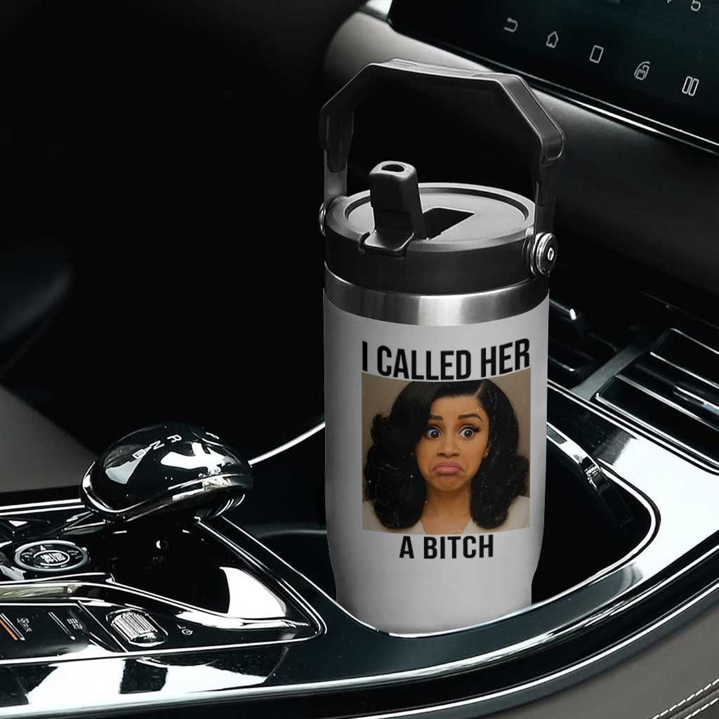 Funny Doll Face Meme Flip Straw Tumbler I Called Her A Bitch TS14 Print Your Wear