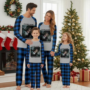 Funny Distressed Doll Face Meme Plaid Pajama Set It Is Fine I Am Fine Everything Is Fine TS14 Blue Plaid Print Your Wear