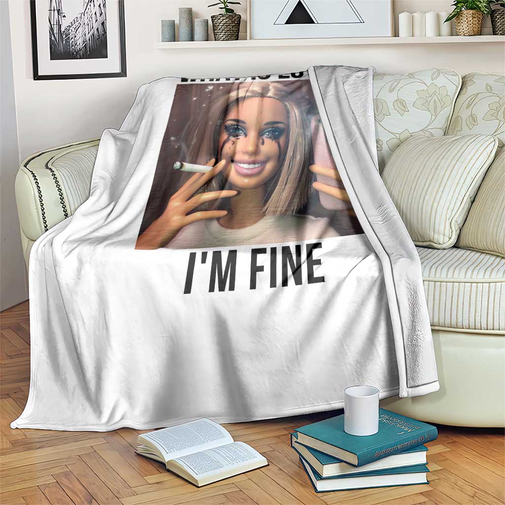 Funny Doll Smoking Selfie Meme Throw Blanket What Is Love I Am Fine TS14 Print Your Wear