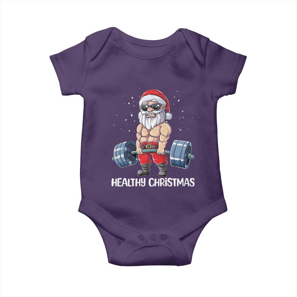 Funny Santa Gym Xmas Baby Onesie Healthy Christmas TS14 Purple Print Your Wear
