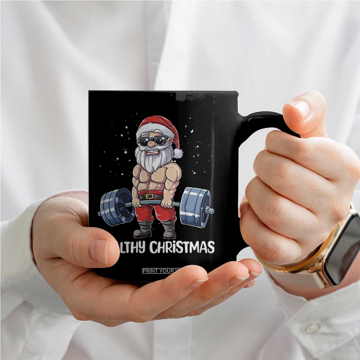 Funny Santa Gym Xmas Coffee Mug Healthy Christmas TS14 Print Your Wear