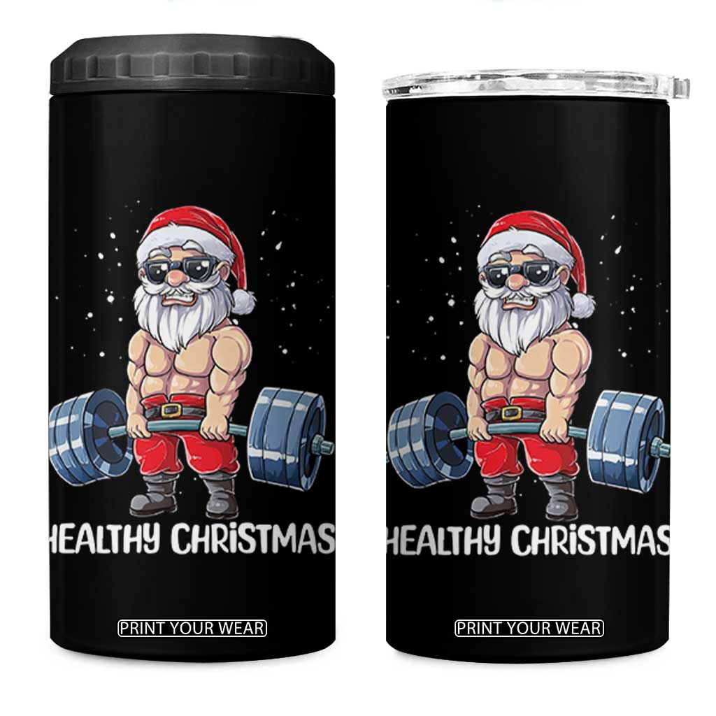 Funny Santa Gym Xmas 4 in 1 Can Cooler Tumbler Healthy Christmas TS14 One Size: 16 oz Black Print Your Wear