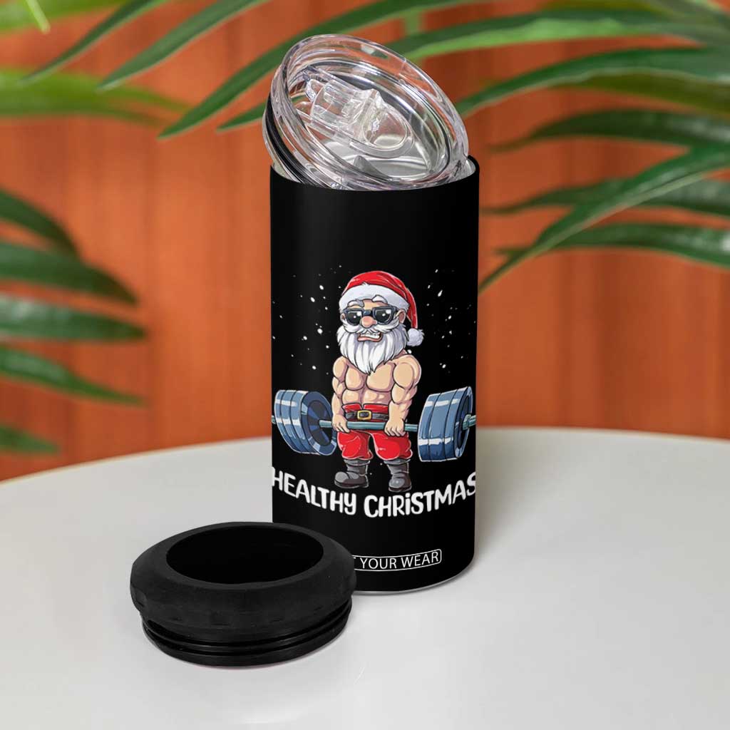 Funny Santa Gym Xmas 4 in 1 Can Cooler Tumbler Healthy Christmas TS14 Print Your Wear