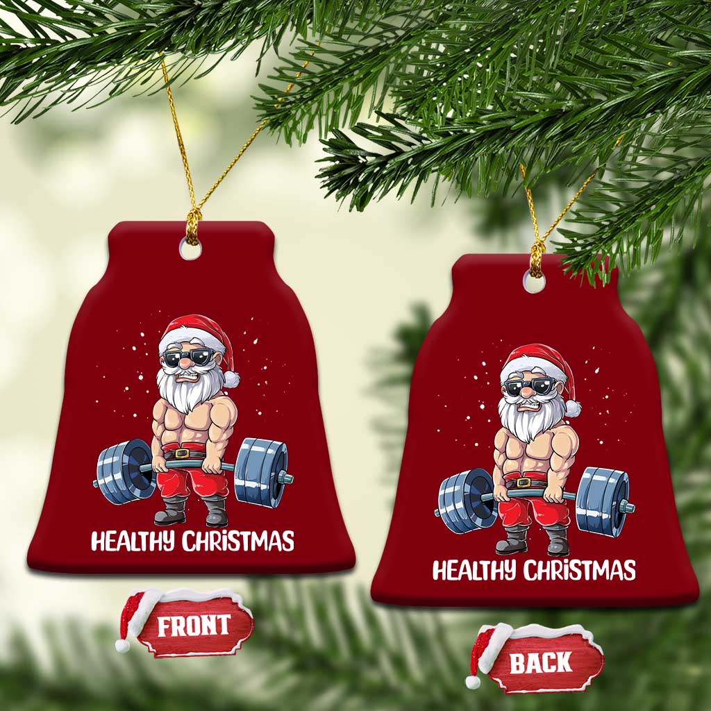 Funny Santa Gym Xmas Ceramic Ornament Healthy Xmas TS14 Print Your Wear