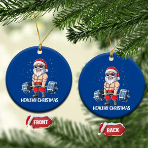 Funny Santa Gym Xmas Ceramic Ornament Healthy Xmas TS14 1pc Blue Print Your Wear