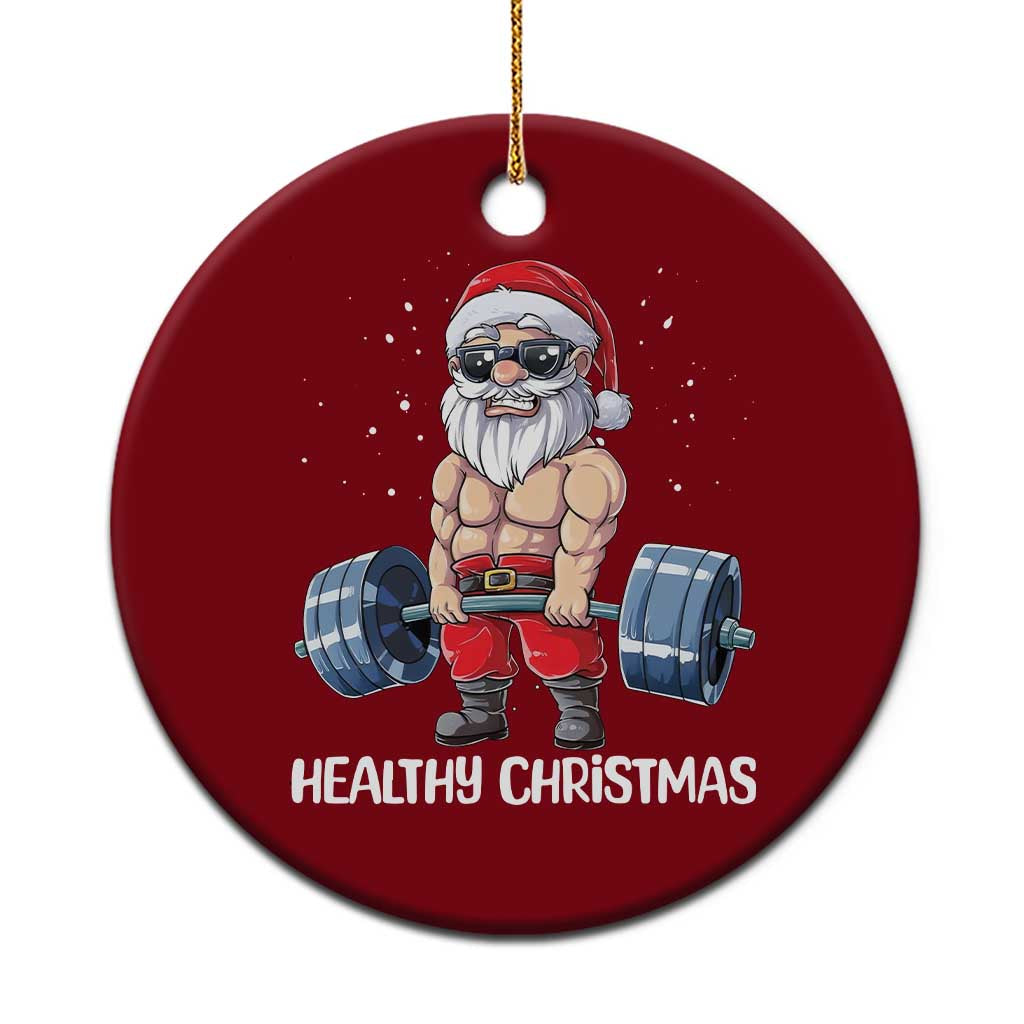 Funny Santa Gym Xmas Ceramic Ornament Healthy Xmas TS14 1pc Red Print Your Wear