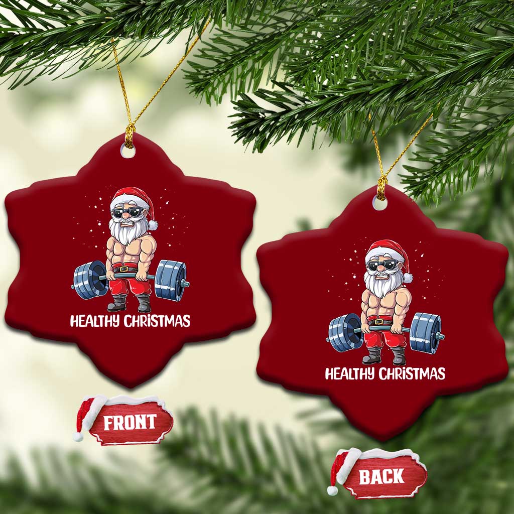 Funny Santa Gym Xmas Ceramic Ornament Healthy Xmas TS14 Print Your Wear