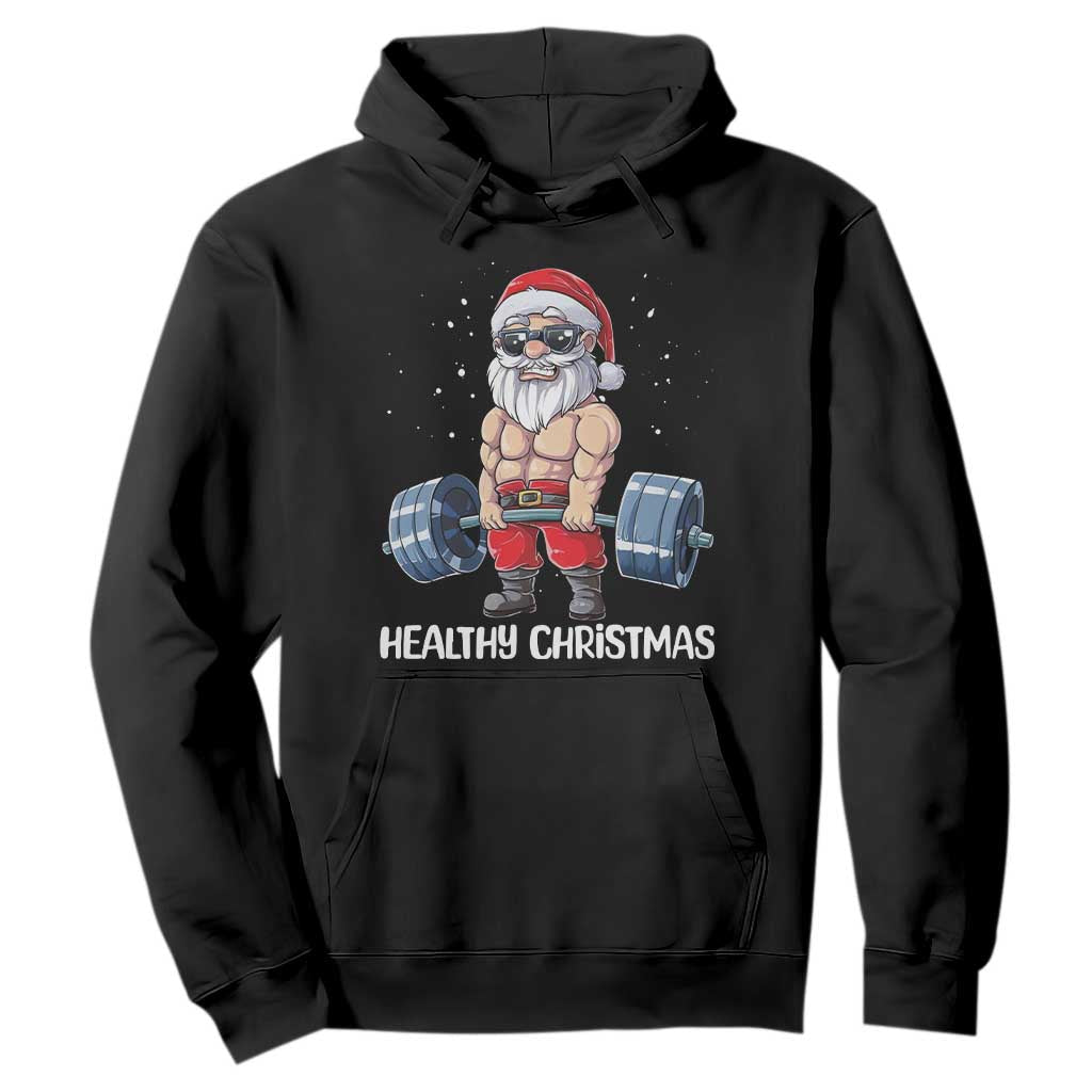 Funny Santa Gym Xmas Hoodie Healthy Christmas TS14 Black Print Your Wear