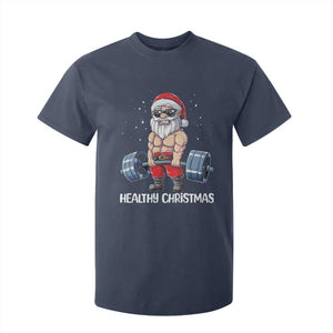 Funny Santa Gym Xmas T Shirt For Kid Healthy Christmas - Print Your Wear