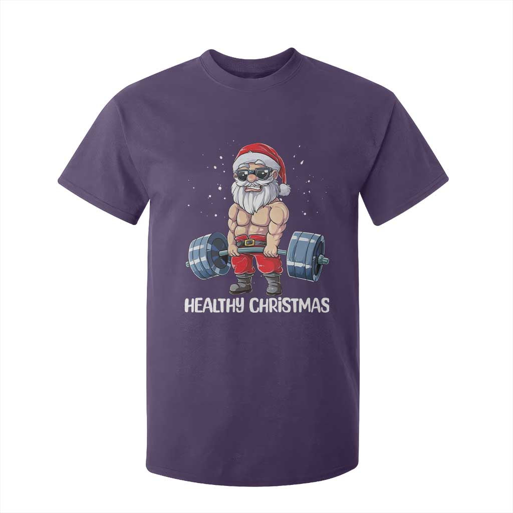 Funny Santa Gym Xmas T Shirt For Kid Healthy Christmas TS14 Purple Print Your Wear