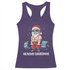 Funny Santa Gym Xmas Racerback Tank Top Healthy Christmas - Print Your Wear