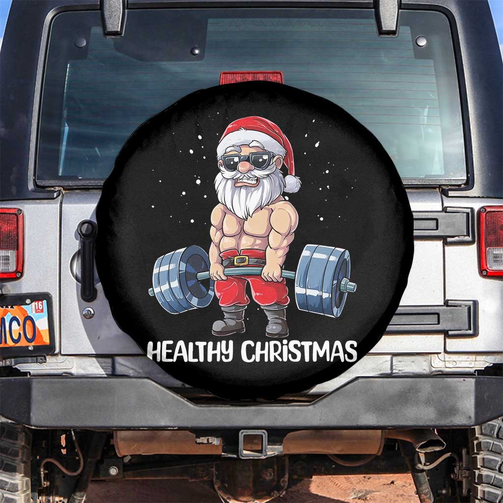 Funny Santa Gym Xmas Spare Tire Cover Healthy Christmas TS14 No hole Black Print Your Wear