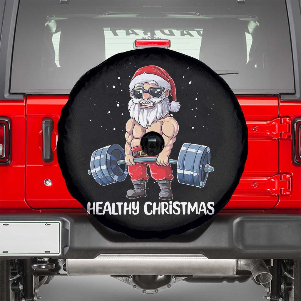 Funny Santa Gym Xmas Spare Tire Cover Healthy Christmas TS14 Black Print Your Wear