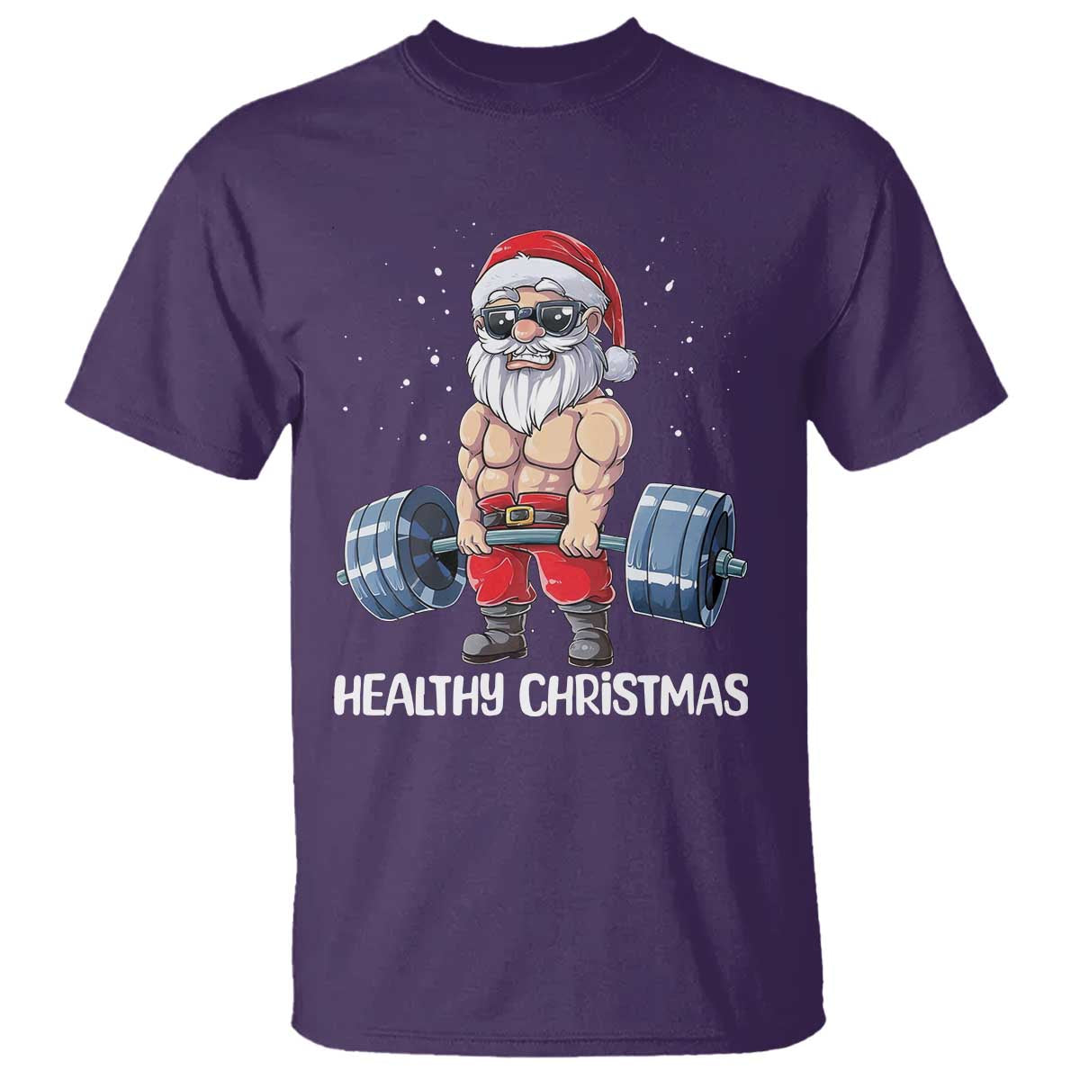 Funny Santa Gym Xmas T Shirt Healthy Christmas TS14 Purple Print Your Wear