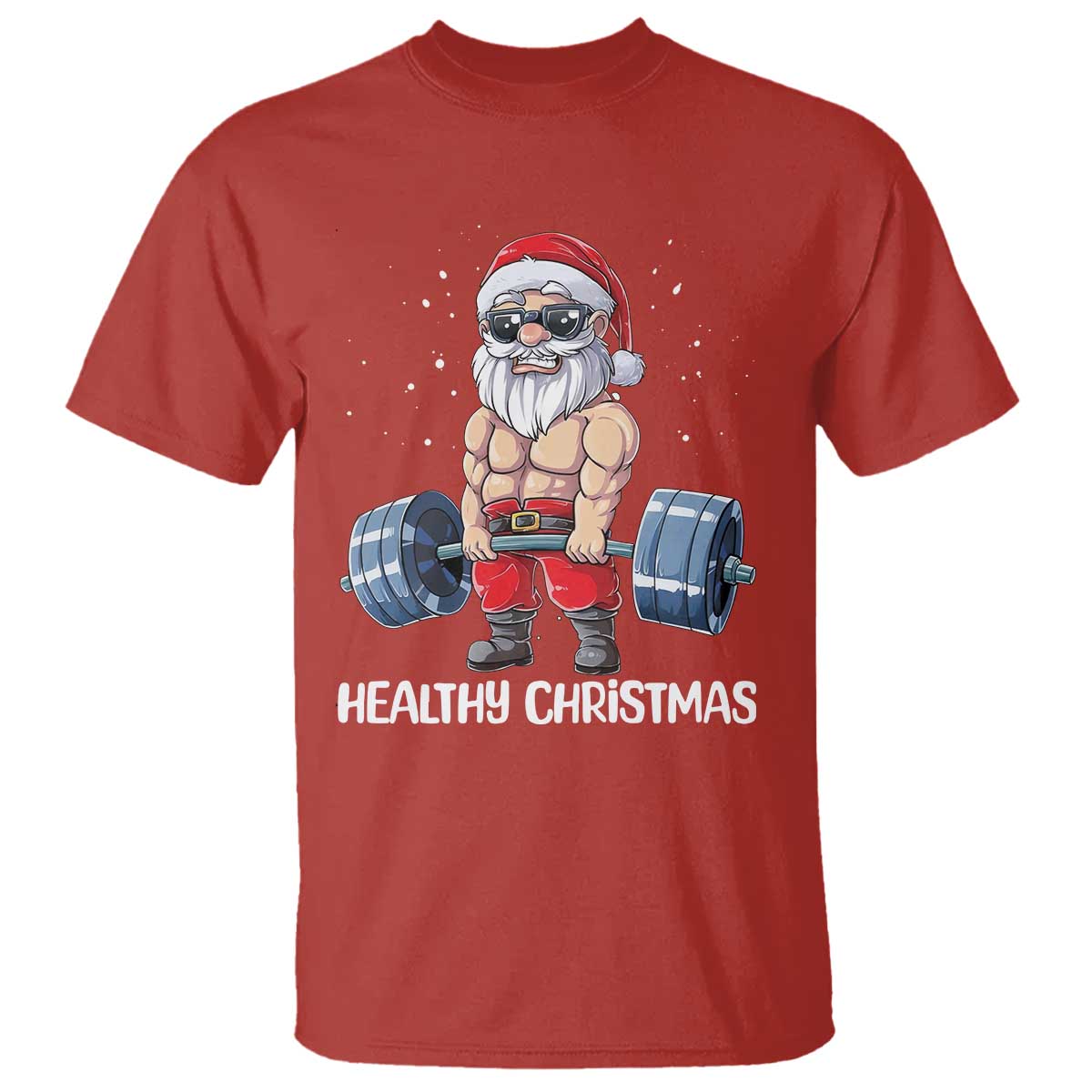 Funny Santa Gym Xmas T Shirt Healthy Christmas TS14 Red Print Your Wear