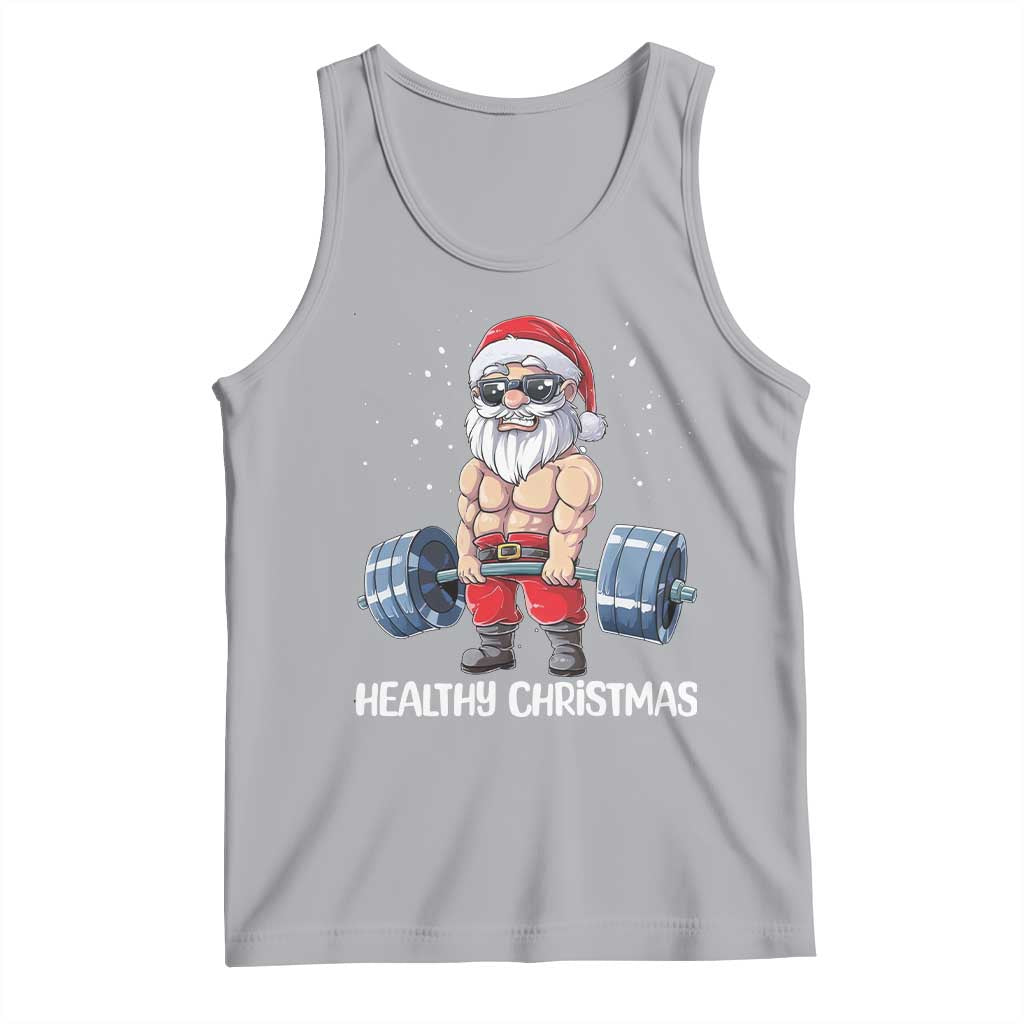 Funny Santa Gym Xmas Tank Top Healthy Christmas TS14 Athletic Heather Print Your Wear