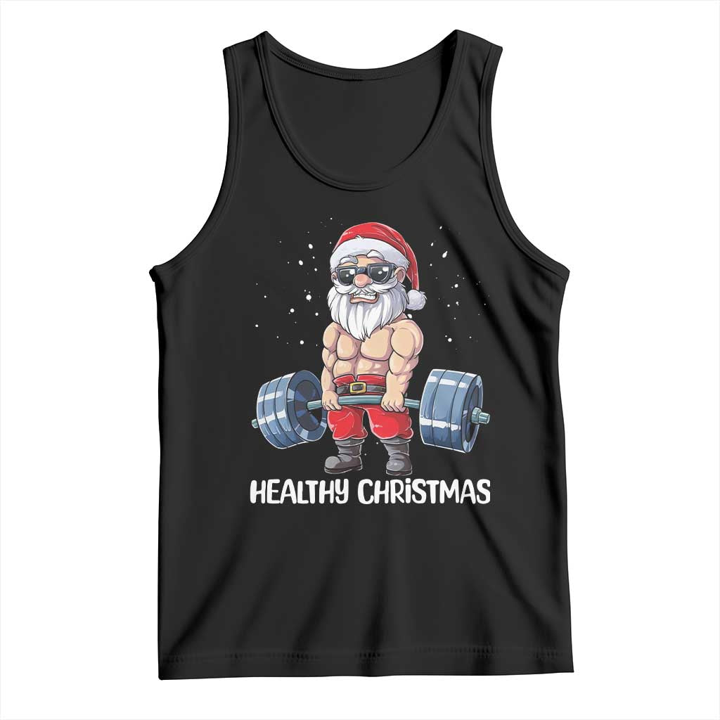Funny Santa Gym Xmas Tank Top Healthy Christmas TS14 Black Print Your Wear