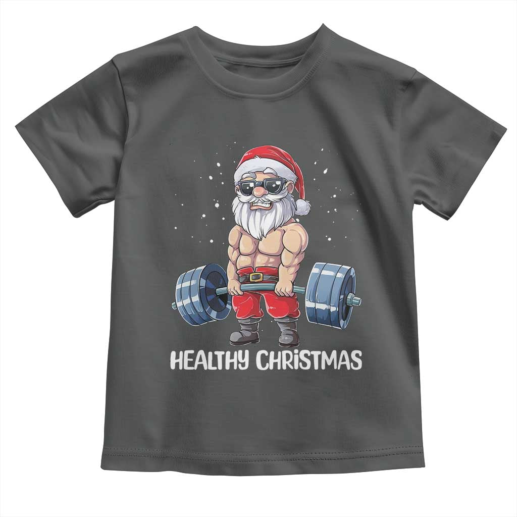Funny Santa Gym Xmas Toddler T Shirt Healthy Christmas TS14 Dark Heather Print Your Wear