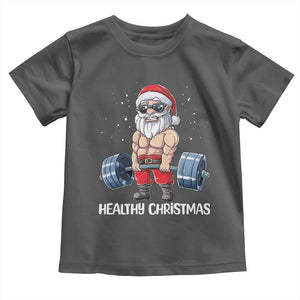 Funny Santa Gym Xmas Toddler T Shirt Healthy Christmas - Print Your Wear
