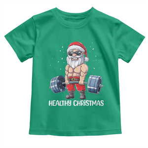 Funny Santa Gym Xmas Toddler T Shirt Healthy Christmas - Print Your Wear