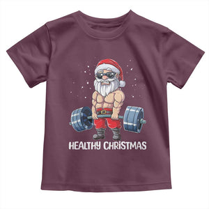 Funny Santa Gym Xmas Toddler T Shirt Healthy Christmas - Print Your Wear