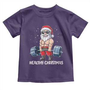 Funny Santa Gym Xmas Toddler T Shirt Healthy Christmas - Print Your Wear