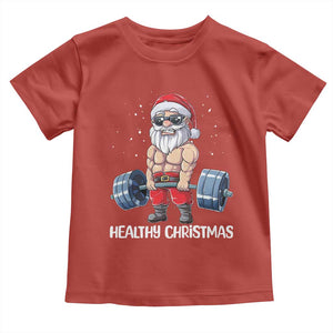 Funny Santa Gym Xmas Toddler T Shirt Healthy Christmas - Print Your Wear