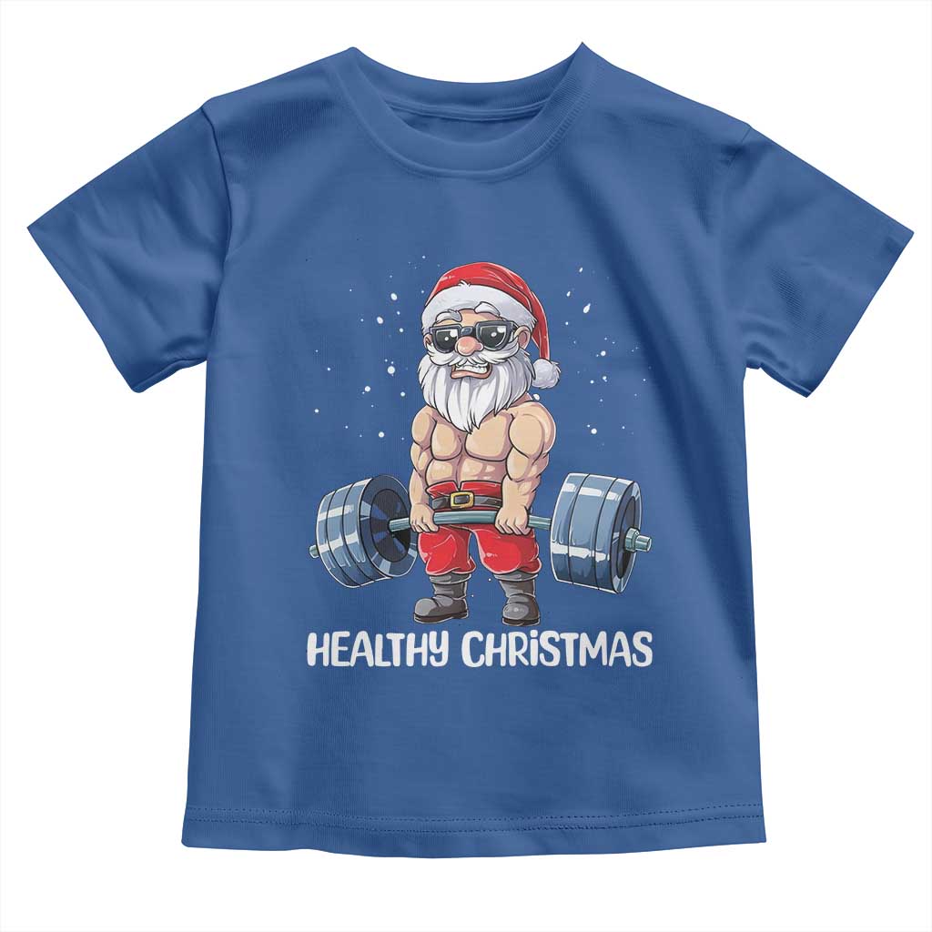Funny Santa Gym Xmas Toddler T Shirt Healthy Christmas TS14 Royal Blue Print Your Wear