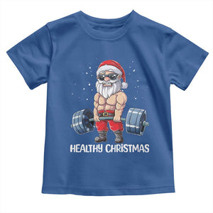 Funny Santa Gym Xmas Toddler T Shirt Healthy Christmas - Print Your Wear