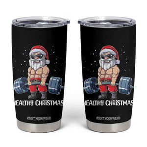 Funny Santa Gym Xmas Tumbler Cup Healthy Christmas TS14 Black Print Your Wear