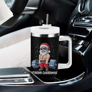 Funny Santa Gym Xmas Tumbler With Handle Healthy Christmas - Print Your Wear