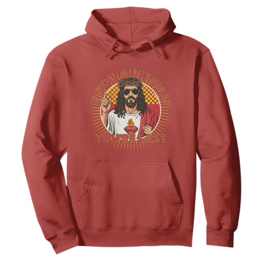 Funny Jesus Racing Hoodie If You Are Not First You Are Last TS14 Red Print Your Wear