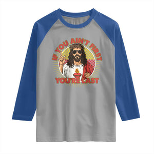 Funny Jesus Racing Raglan Shirt If You Are Not First You Are Last TS14 Sport Gray Royal Print Your Wear