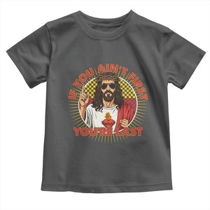 Funny Jesus Racing Toddler T Shirt If You Are Not First You Are Last TS14 Dark Heather Print Your Wear