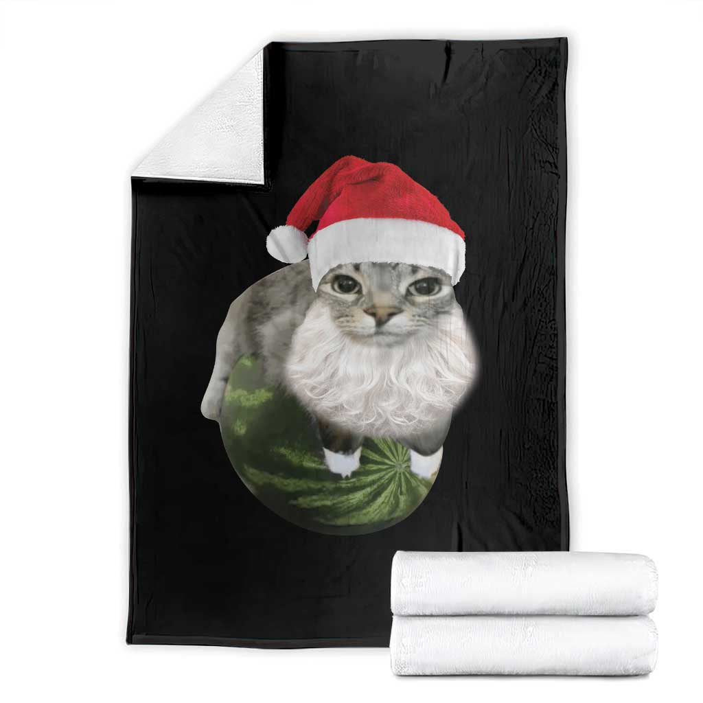 Watermelon Cat Christmas Throw Blanket Funny Silly Kitten Meme TS14 Black Print Your Wear