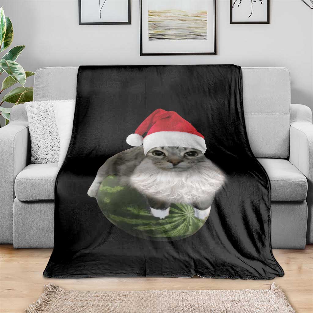 Watermelon Cat Christmas Throw Blanket Funny Silly Kitten Meme TS14 Print Your Wear