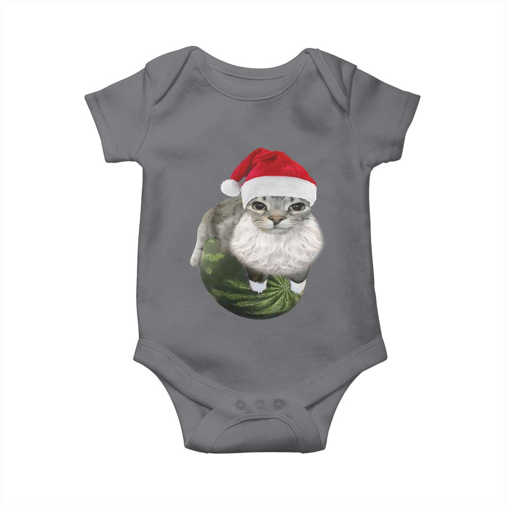 Watermelon Cat Christmas Baby Onesie Funny Silly Kitten Meme TS14 Charcoal Print Your Wear