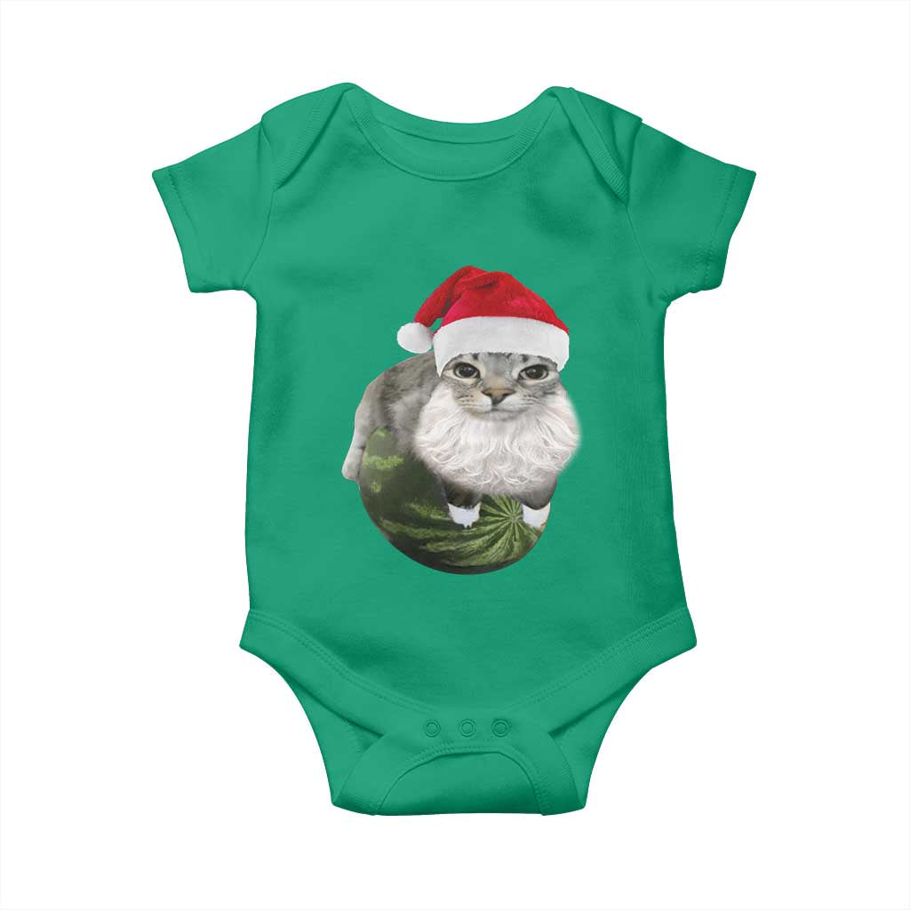 Watermelon Cat Christmas Baby Onesie Funny Silly Kitten Meme TS14 Irish Green Print Your Wear