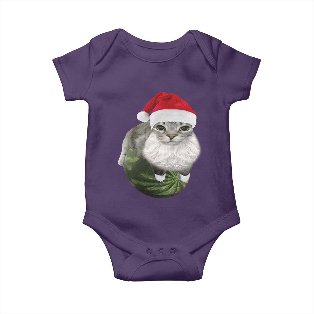 Watermelon Cat Christmas Baby Onesie Funny Silly Kitten Meme TS14 Purple Print Your Wear
