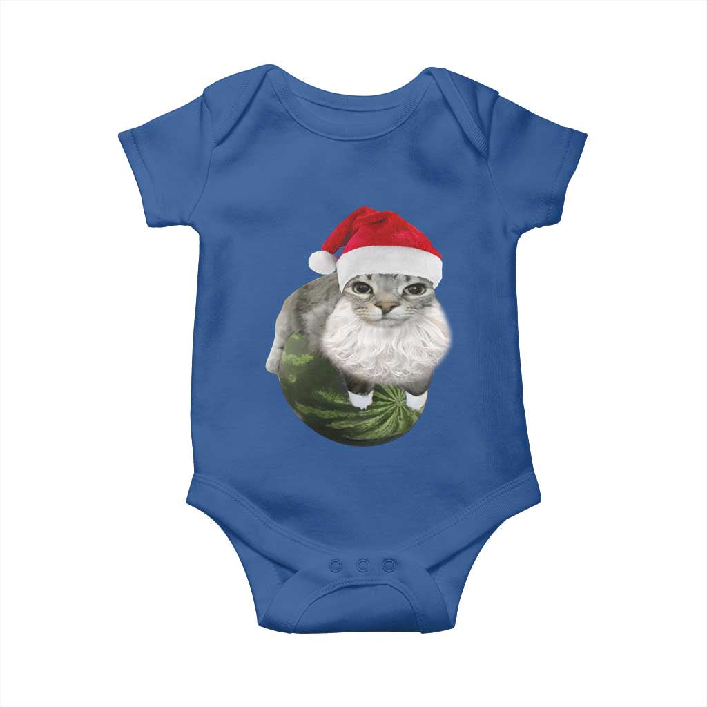 Watermelon Cat Christmas Baby Onesie Funny Silly Kitten Meme TS14 Royal Blue Print Your Wear
