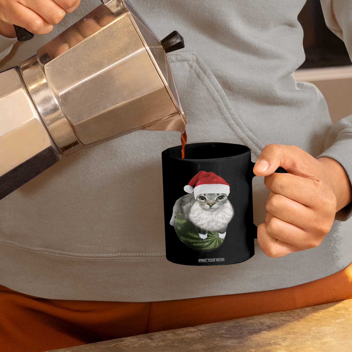 Watermelon Cat Christmas Coffee Mug Funny Silly Kitten Meme TS14 Print Your Wear