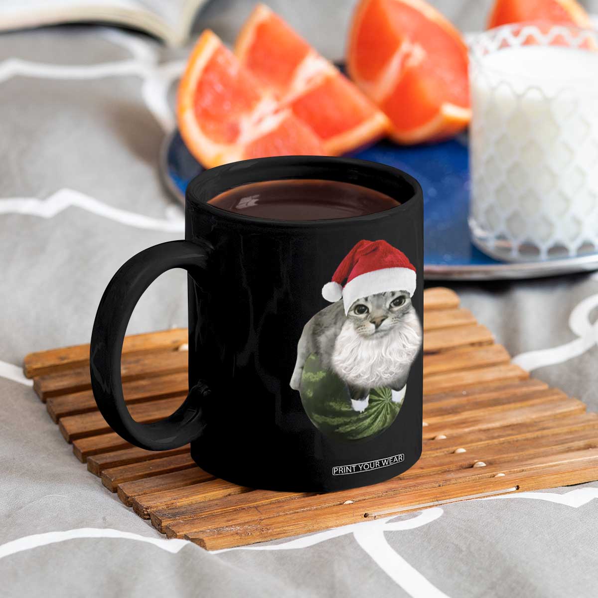 Watermelon Cat Christmas Coffee Mug Funny Silly Kitten Meme TS14 Print Your Wear