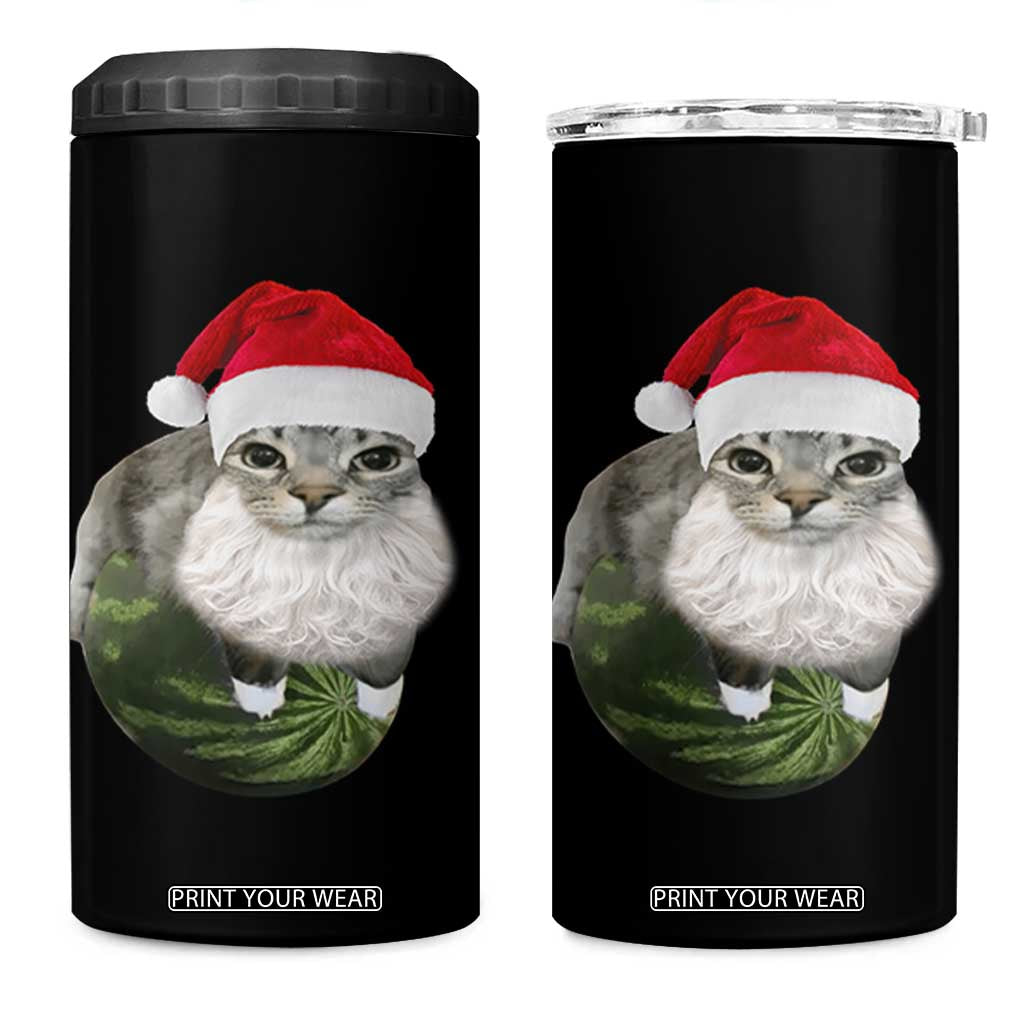 Watermelon Cat Christmas 4 in 1 Can Cooler Tumbler Funny Silly Kitten Meme TS14 One Size: 16 oz Black Print Your Wear