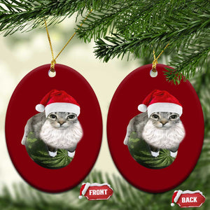 Watermelon Cat Xmas Ceramic Ornament Funny Silly Kitten Meme TS14 Print Your Wear